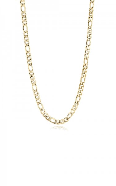 STAINLESS STEEL GOLD PLATE FIGARO LINK CHAIN