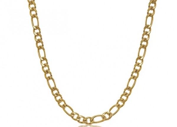 GOLD PLATED STAINLESS STEEL 22IN FIGARO CHAIN