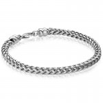 Mens Stainless Steel Polished 5mm Round Franco Bracelet