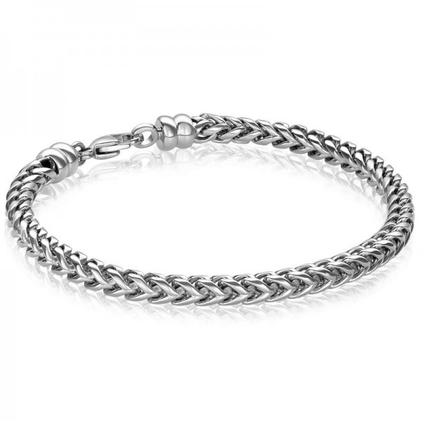 Mens Stainless Steel Polished 5mm Round Franco Bracelet