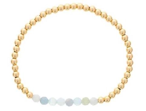 GOLD FILLED BEADS AND  AQUAMARINE STRETCH BRACELET