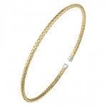 WOVEN STAINLESS STEEL TWO TONE CUFF BANGLE BRACELET