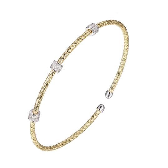 MESH GOLD PLATED CUFF BRACELET WITH CZ STATIONS