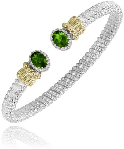 VAHAN 4MM STERLING SILVER AND 14K OPEN CHROME DIOPSIDE BRACELET