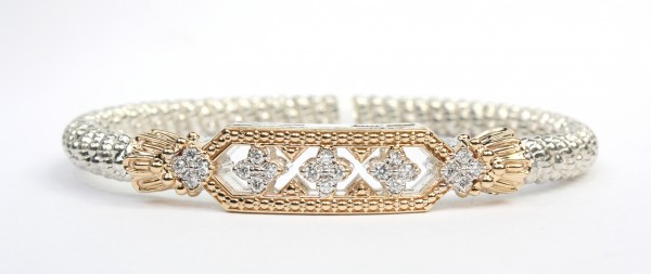 VAHAN STERLING SILVER/14K DIAMOND 4MM CLOSED BRACELET