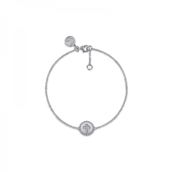 STERLING SILVER DIAMOND CROSS BRACELET