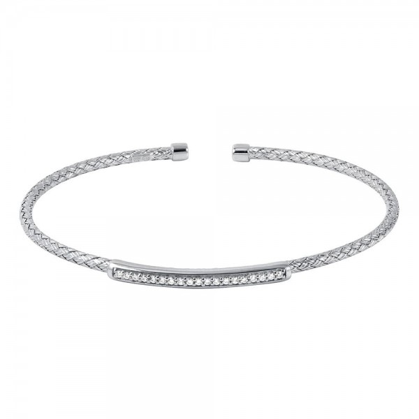 STERLING SILVER CUBIC ZIRCONIA BANGLE BRACELET