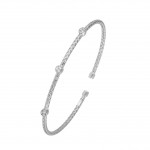 STERLING SILVER CUFF BANGLE BRACELET WITH CZ STATIONS