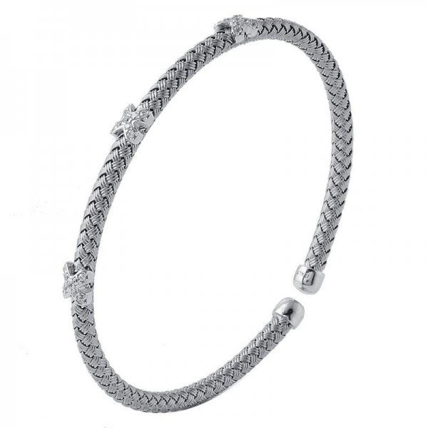 STERLING SILVER CZ CUFF BRACELET