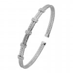 STERLING SILVER CUFF BRACELET WITH CZ STATIONS