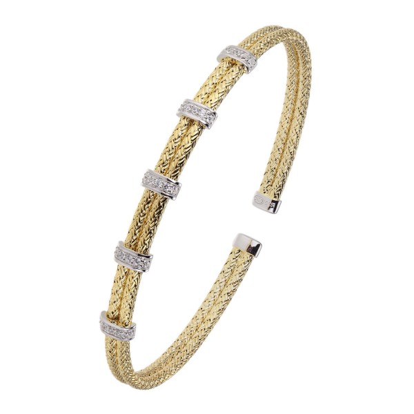 STERLING SILVER GOLD PLATED CZ CUFF BRACELET