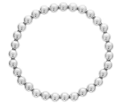 6MM STERLING SILVER BEAD STRETCH BRACELET