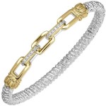 STERLING SILVER AND 14K CLOSED LINK BRACELET