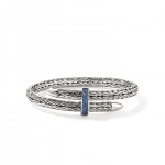 STERLING SILVER BYPASS FLEX CUFF WITH BLUE SAPPHIRES