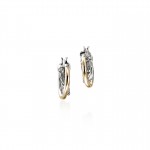 STERLING SILVER & 14K GOLD SILVER CROSSOVER HOOP EARRINGS