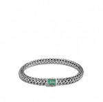 STERLING SILVER AND 18K REVERSIBLE BRACELET WITH SAPPHIRE AND EMERALD CLASP