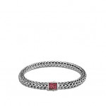 STERLING SILVER REVERSIBLE BRACELET WITH BLACK SAPPHIRE & RUBY CLASP