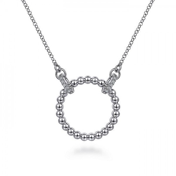 STERLING SILVER OPEN CIRCLE BUJUKAN PENDANT WITH WHITE SAPPHIRES