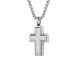 MENS STAINLESS STEEL BRUSHED CROSS NECKLACE