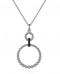 STERLING SILVER BLACK SPINEL LINK DROP PENDANT