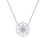 STERLING SILVER WHITE SAPPHIRE FILIGREE PENDANT