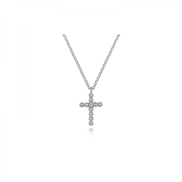 STERLING SILVER DIAMOND CROSS NECKLACE