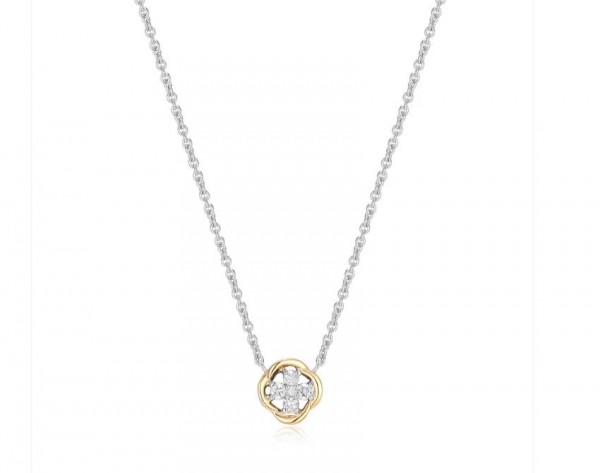 STERLING SILVER 14K DIAMOND NECKLACE