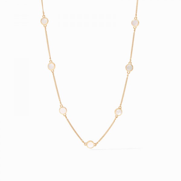 JULIE VOS VALENCIA MOTHER OF PEARL STATION GOLD PLATED NECKLACE