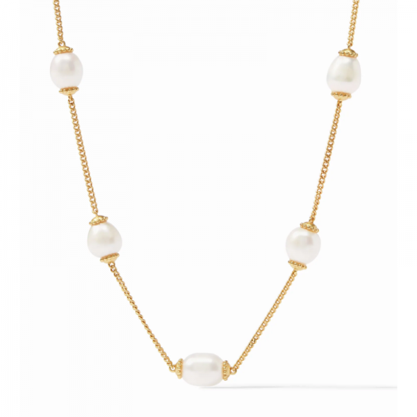 JULIE VOS FLORA PEARL GOLD PLATED NECKLACE