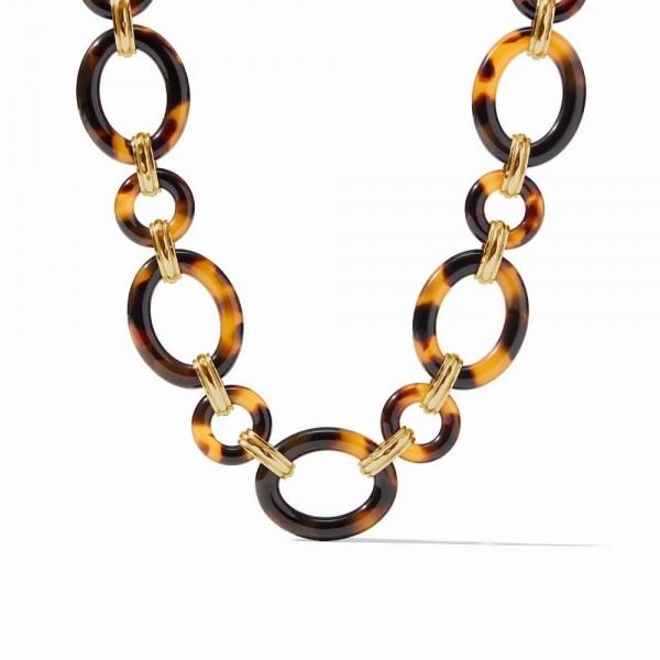 JULIE VOS MADISON TORTOISE SHELL LINK GOLD PLATED NECKLACE