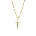 GOLD PLATED STAINLESS STEEL CRUCIFIX CROSS NECKLACE