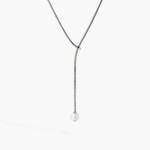 STERLING SILVER LARIATS NECKLACE WITH FRESHWATER CULTURED PEARL