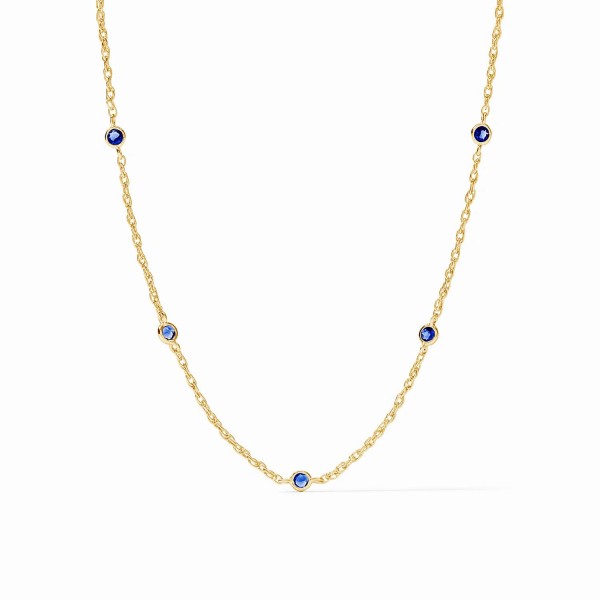 JULIE VOS GOLD PLATE CELESTE DELICATE BLUE STATION NECKLACE