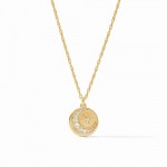 JULIE VOS GOLD PLATE LUNA DELICATE CZ CHARM NECKLACE