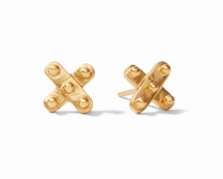 JULIE VOS SOHO X STUD GOLD PLATED EARRINGS