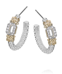 VAHAN STERLING SILVER 14K GOLD .15CTW DIAMOND HOOP EARRINGS