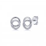 STERLING SILVER TWISTED ROPE DOUBLE CIRCLE EARRINGS