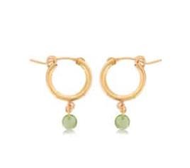 GOLD FILLED SMALL CHUNKY HOOPS WITH PERIDOT DROP