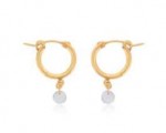 GOLD FILLED SMALL CHUNKY HOOPS WITH WHITE TOPAZ DROPS