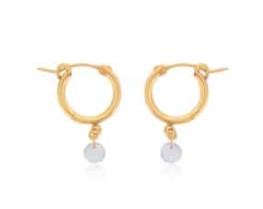 GOLD FILLED SMALL CHUNKY HOOPS WITH WHITE TOPAZ DROPS