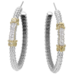 VAHAN STERLING SILVER/14K YELLOW GOLD DIAMOND 30MM HOOP EARRINGS