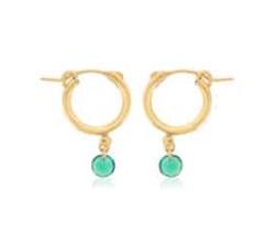 GOLD FILLED SMALL CHUNKY HOOPS WITH EMERALD COLORED DROPS