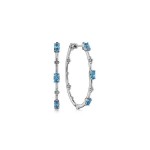 STERLING SILVER SWISS BLUE TOPAZ HOOP EARRINGS