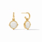 JULIE VOS HONEYBEE MOTHER OF PEARL HOOP AND CHARM GOLD PLATED EARRINGS.