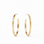 JULIE VOS CRESCENT HOOP GOLD PLATED EARRINGS WITH CZS