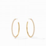 JULIE VOS JULIET PEARL MEDIUM GOLD PLATED HOOP EARRINGS