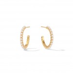 JULIE VOS JULIET PEARL SMALL HOOP GOLD PLATED EARRINGS