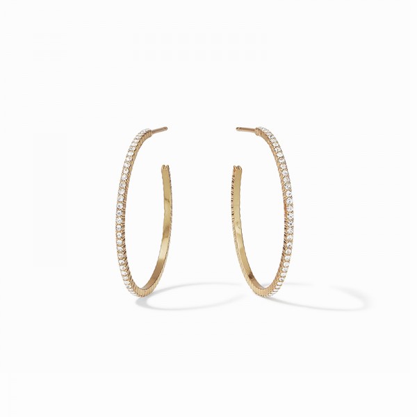 JULIE VOS WINDSOR HOOP GOLD PLATED EARRINGS WITH CZS