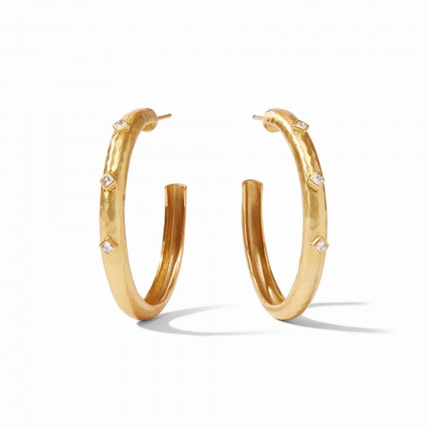 JULIE VOS NOEL CZ GOLD PLATED HOOP EARRINGS