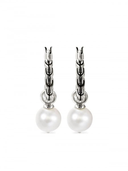 ESSENTIALS SILVER HOOP WITH PEARL EARRINGS